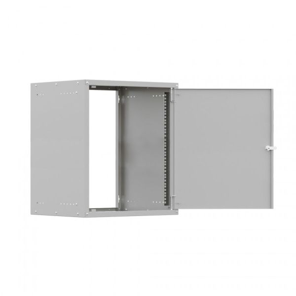 Шкаф настенный телекоммуникационный NTSS LIME 9U 550х450х500мм, 2 профиля 19, дверь сплошная металл, боковые стенки несъемные, разобранный, серый RAL