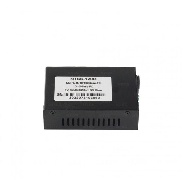 WDM медиаконвертер NTSS с RJ45 портом 10/100Base-T и 10/100Base-FX с разъемом SC, рабочая длина волны (передача/прием) 1550/1310 нм, SM, дальность до