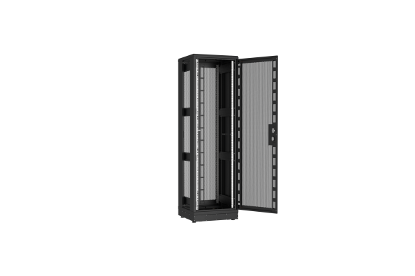 Напольный шкаф NIKOMAX серии TFR-R2 19", 42U, двери перфорированные, одностворчатая и двустворчатая, металлические стенки, Ш600хВ2010хГ600мм, в разобранном виде, черный