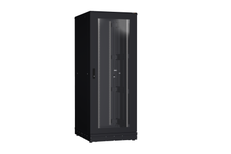 Напольный шкаф NIKOMAX серии TFR-R2 19", 42U, дверь со стеклом и металлическая, металлические стенки, Ш800хВ2010хГ1000мм, в разобранном виде, черный