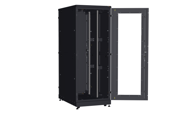 Напольный шкаф NIKOMAX серии TFA-R 19", 42U, дверь со стеклом и металлическая, металлические двухуровневые стенки, Ш800хВ2114хГ1200мм, в разобранном виде, черный