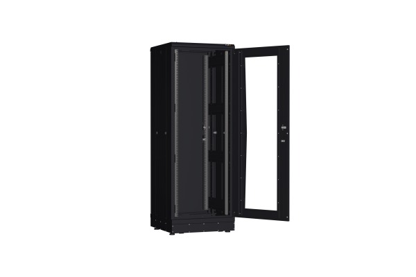 Напольный шкаф NIKOMAX серии TFR-R2 19", 33U, дверь со стеклом и металлическая, металлические стенки, Ш600хВ1702хГ600мм, в разобранном виде, черный
