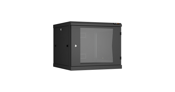 Настенный разборный шкаф NIKOMAX 19", 9U, стеклянная дверь, Ш600хВ503хГ600мм, 2 пары монтажных направляющих, черный