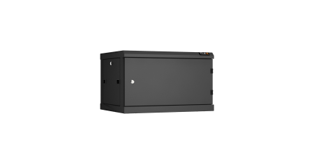 Настенный разборный шкаф NIKOMAX 19", 6U, металлическая дверь, Ш600хВ370хГ450мм, 2 пары монтажных направляющих, черный