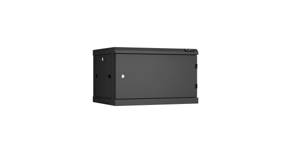 Настенный разборный шкаф NIKOMAX 19", 6U, металлическая дверь, Ш600хВ370хГ450мм, 2 пары монтажных направляющих, черный