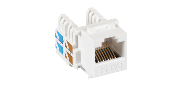 Модуль-вставка NETLAN типа Keystone, Кат.5e (Класс D), 100МГц, RJ45/8P8C, 110/KRONE, T568A/B, неэкранированный, белый, уп-ка 10шт.