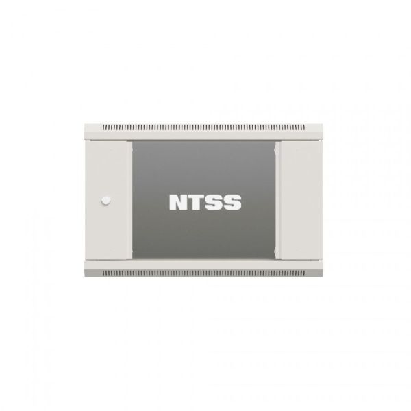 Шкаф настенный телекоммуникационный NTSS W 9U 600х600х500мм, 2 профиля 19, дверь стеклянная, боковые стенки съемные, задняя стенка, разобранный, серый