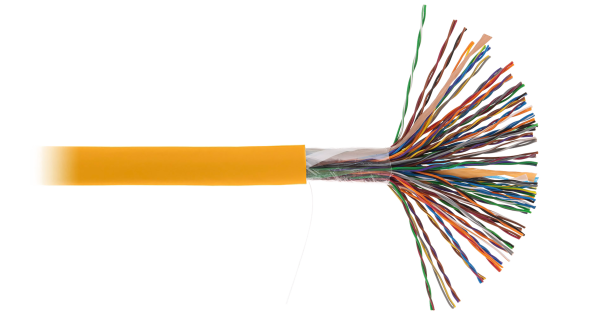Кабель NETLAN U/UTP 50 пар, Кат.5 (Класс D), 100МГц, одножильный, BC (чистая медь), полимерный материал, LSZH, оранжевый, 305м - гарантия 1 год