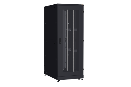 Напольный шкаф NIKOMAX серии TFA-R 19", 42U, дверь со стеклом и металлическая, металлические двухуровневые стенки, Ш800хВ2114хГ1200мм, в разобранном виде, черный