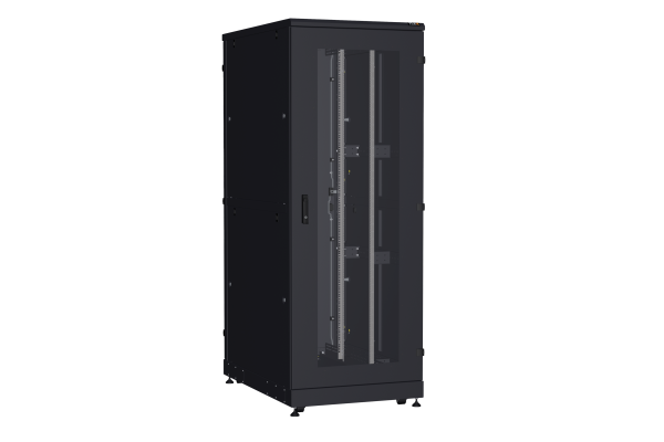 Напольный шкаф NIKOMAX серии TFA-R 19", 42U, дверь со стеклом и металлическая, металлические двухуровневые стенки, Ш800хВ2114хГ1200мм, в разобранном виде, черный