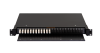 Оптический кросс NIKOMAX 19" Premium Line, 1U, укомплектованный на 24 порта LC/UPC (12 двойных LC/UPC адаптеров), MM 50/125 OM2, выдвижной, с полкой,  черный, в комплекте: адаптеры, монтажные шнуры 1м, сплайс-кассета с крышкой, гильзы, заглушки