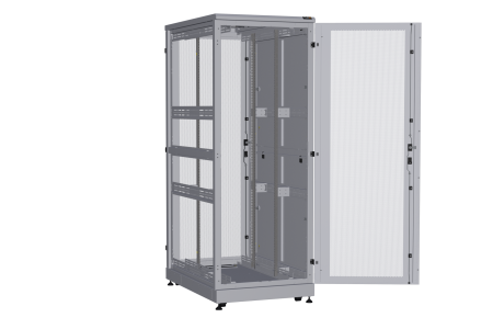 Напольный шкаф NIKOMAX серии TFA-R 19", 42U, перфорированные двери, металлические двухуровневые стенки, Ш800хВ2114хГ1200мм, в разобранном виде, серый