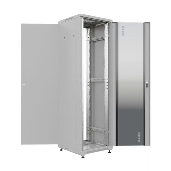 Шкаф напольный универсальный серверный NTSS R 22U 600х600мм, 4 профиля 19, двери стекло и сплошная металл, боковые стенки съемные, регулируемые опоры,