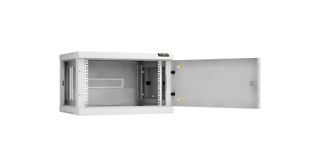 Настенный разборный шкаф NIKOMAX 19", 6U, металлическая дверь, Ш600хВ370хГ450мм, 2 пары монтажных направляющих, серый