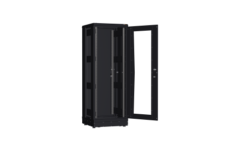 Напольный шкаф NIKOMAX серии TFR-R2 19", 33U, дверь со стеклом и металлическая, металлические стенки, Ш600хВ1702хГ600мм, в разобранном виде, черный