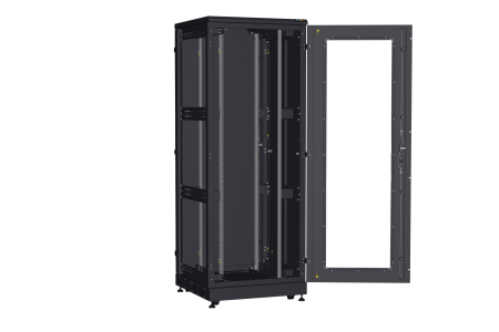 Напольный шкаф NIKOMAX серии TFA-R 19", 42U, дверь со стеклом и металлическая, металлические стенки, Ш800хВ2114хГ800мм, в разобранном виде, черный