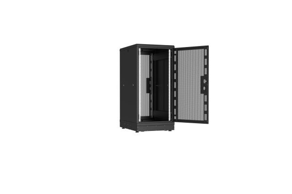 Напольный шкаф NIKOMAX серии TFR-R2 19", 24U, перфорированные двери, металлические стенки, Ш600хВ1280хГ800мм, в разобранном виде, черный