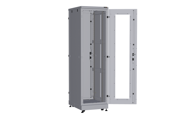 Напольный шкаф NIKOMAX серии TFA-R 19", 42U, дверь со стеклом и металлическая, металлические стенки, Ш600хВ2114хГ800мм, в разобранном виде, серый