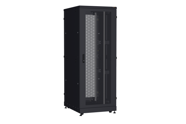 Напольный шкаф NIKOMAX серии TFA-R 19", 42U, двери перфорированные, одностворчатая и двустворчатая, металлические двухуровневые стенки, Ш800хВ2114хГ1000мм, в разобранном виде, черный