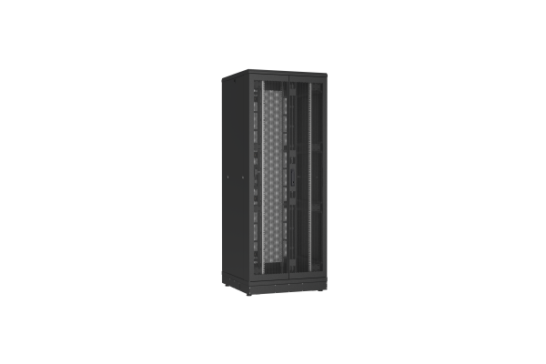 Напольный шкаф NIKOMAX серии TFR-R2 19", 42U, двустворчатые перфорированные двери, металлические стенки, Ш800хВ2010хГ800мм, в разобранном виде, черный