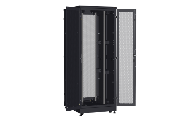 Напольный шкаф NIKOMAX серии TFA-R 19", 42U, двустворчатые перфорированные двери, металлические двухуровневые стенки, Ш800хВ2114хГ1000мм, в разобранном виде, черный