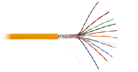 Кабель NETLAN U/UTP 10 пар, Кат.5 (Класс D), 100МГц, одножильный, BC (чистая медь), полимерный материал, LSZH, оранжевый, 305м - гарантия 1 год