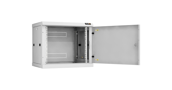 Настенный разборный шкаф NIKOMAX 19", 9U, металлическая дверь, Ш600хВ503хГ450мм, 2 пары монтажных направляющих, серый