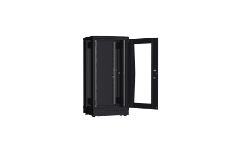 Напольный шкаф NIKOMAX серии TFR-R2 19", 24U, дверь со стеклом и металлическая, металлические стенки, Ш600хВ1280хГ600мм, в разобранном виде, черный