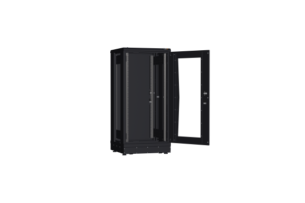 Напольный шкаф NIKOMAX серии TFR-R2 19", 24U, дверь со стеклом и металлическая, металлические стенки, Ш600хВ1280хГ600мм, в разобранном виде, черный