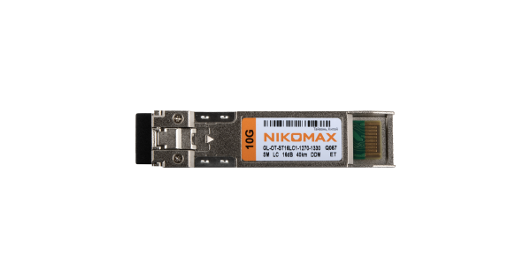 Модуль NIKOMAX SFP+, 10 Гбит/с, WDM, 1 ОВ, SM, 1xLC, Tx:1270/Rx:1330 нм, DDM, 16 дБ (до 40 км), -40 +85 °С