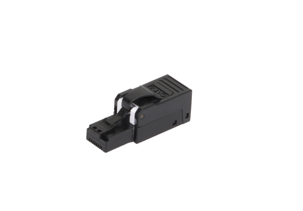 Полевой коннектор RJ45/8P8C NIKOMAX серии Premium, Кат.6 (Класс E), 250МГц, покрытие 50мкд, универсальные ножи, T568B, самозажимной, компактный, пластик, черный
