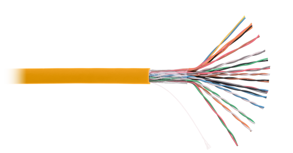 Кабель NETLAN U/UTP 16 пар, Кат.5 (Класс D), 100МГц, одножильный, BC (чистая медь), полимерный материал, LSZH, оранжевый, 305м - гарантия 1 год