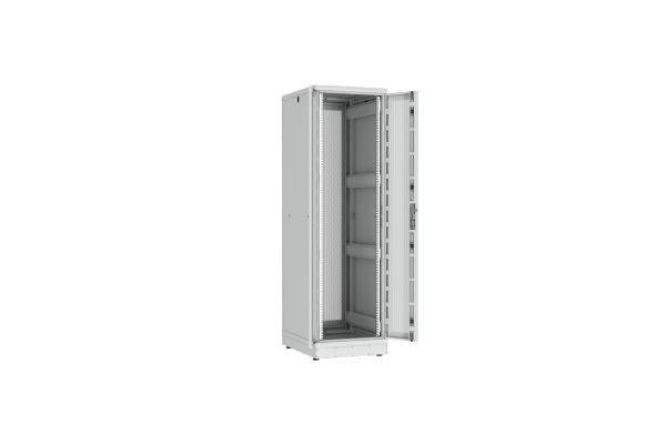 Напольный шкаф NIKOMAX серии TFR-R2 19", 42U, двустворчатые перфорированные двери, металлические стенки, Ш600хВ2010хГ800мм, в разобранном виде, серый