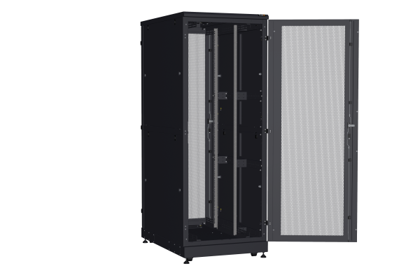 Напольный шкаф NIKOMAX серии TFA-R 19", 42U, перфорированные двери, металлические двухуровневые стенки, Ш800хВ2114хГ1200мм, в разобранном виде, черный