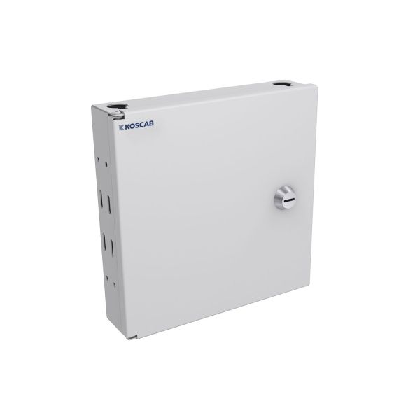 Кросс KOSCAB оптический настенный Мини, укомплектованный, 6 портов LC/UPC duplex, 50/125 мкм ОМ3 (сплошная панель, ложемент, пигтейлы, КДЗС, адаптеры)