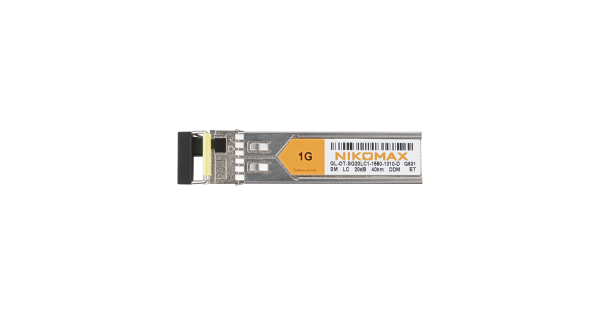 Модуль NIKOMAX SFP, 1.25 Гбит/с, WDM, 1 ОВ, SM, 1xLC, Tx:1550/Rx:1310 нм, DDM, 20 дБ (до 40 км)