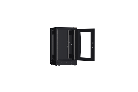 Напольный шкаф NIKOMAX серии TFR-R2 19", 18U, стеклянная дверь, металлические стенки, Ш600хВ1007хГ600мм, в разобранном виде,черный