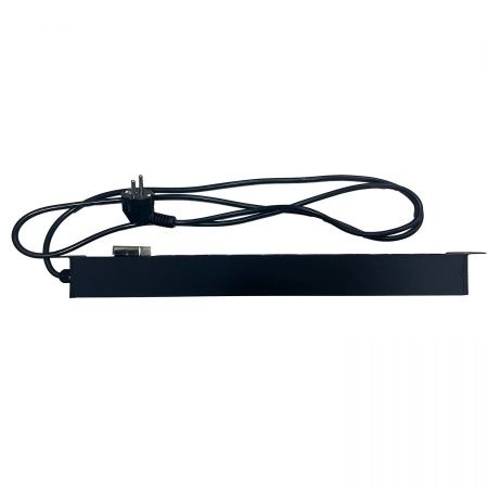 Блок розеток NTSS, 19", 1U, алюминий, 1ф16A, 3.7кВт, (8) Schuko CEE 7/7, выкл. с подсв.и крыш., 1.8м каб., вил. Schuko