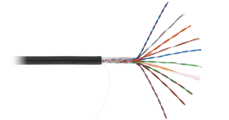 Кабель NETLAN U/UTP 10 пар, Кат.5 (Класс D), 100МГц, одножильный, BC (чистая медь), полиэтилен, внешний, до -40C, черный, 305м - гарантия 1 год