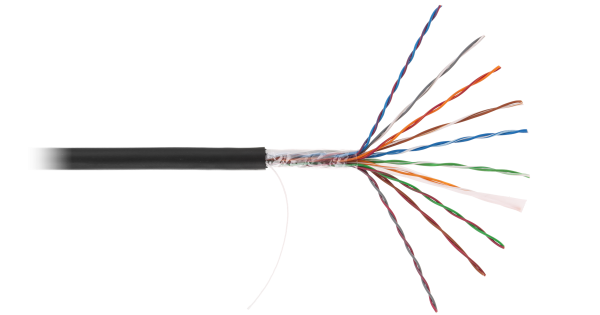 Кабель NETLAN U/UTP 10 пар, Кат.5 (Класс D), 100МГц, одножильный, BC (чистая медь), полиэтилен, внешний, до -40C, черный, 305м - гарантия 1 год