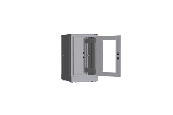 Напольный шкаф NIKOMAX серии TFR-R2 19", 18U, дверь со стеклом и металлическая, металлические стенки, Ш600хВ1007хГ800мм, в разобранном виде, серый