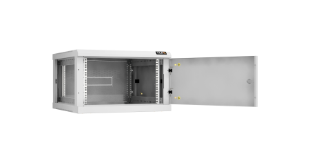 Настенный разборный шкаф NIKOMAX 19", 6U, металлическая дверь, Ш600хВ370хГ600мм, 2 пары монтажных направляющих, серый