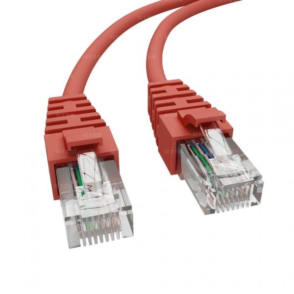 Патч-корд NTSS 2хRJ45/8P8C, T568B UTP 5e кат. литой 0.3 метра, LSZH, красный