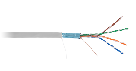 Кабель NETLAN F/UTP 4 пары, Кат.5e (Класс D), 100МГц, одножильный, BC (чистая медь), поливинилхлорид, серый, 100м - гарантия: 1 год