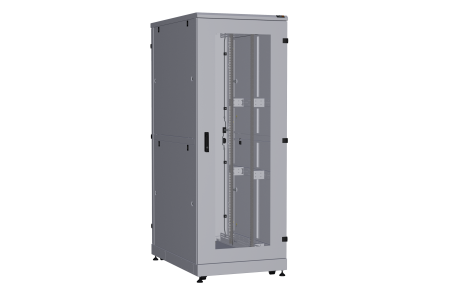 Напольный шкаф NIKOMAX серии TFA-R 19", 42U, дверь со стеклом и металлическая, металлические двухуровневые стенки, Ш800хВ2114хГ1200мм, в разобранном виде, серый