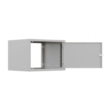 Шкаф настенный телекоммуникационный NTSS LIME 6U 550х450х370мм, 2 профиля 19, дверь сплошная металл, боковые стенки несъемные, разобранный, серый RAL