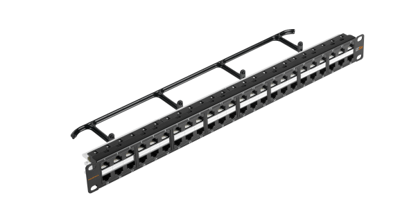 Коммутационная панель NIKOMAX 19", 1U, 48 портов, Кат.5e (Класс D), 100МГц, RJ45/8P8C, 110/KRONE, T568A/B, неэкранированная, с органайзером, черная - гарантия: 5 лет расширенная / 25 лет системная