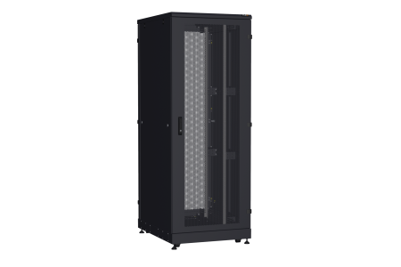 Напольный шкаф NIKOMAX серии TFA-R 19", 42U, двери перфорированные, одностворчатая и двустворчатая, металлические стенки, Ш800хВ2114хГ1000мм, в разобранном виде, черный
