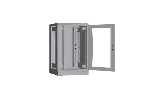 Напольный шкаф NIKOMAX серии TFR-R2 19", 24U, дверь со стеклом и металлическая, металлические стенки, Ш800хВ1280хГ800мм, в разобранном виде, серый