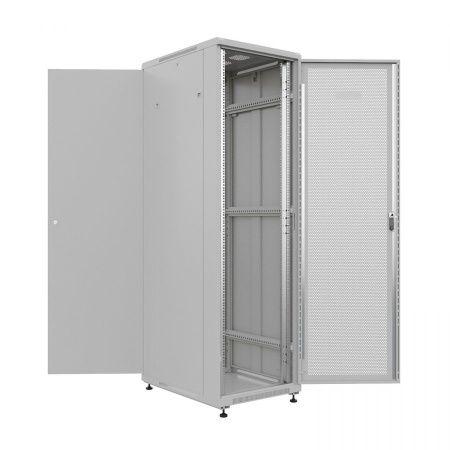 Шкаф напольный универсальный серверный NTSS R 42U 800х800мм, 4 профиля 19, двери перфорированная и сплошная металл, боковые стенки съемные, регулируем
